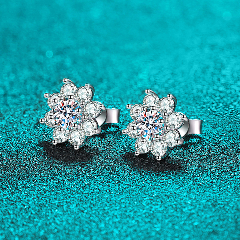 Smyoue 0.3-0.5CT White Gold Certified Moissanite Earring Studs for Women Sparkling Simulated Diamond Jewelry 925 Sterling Silver