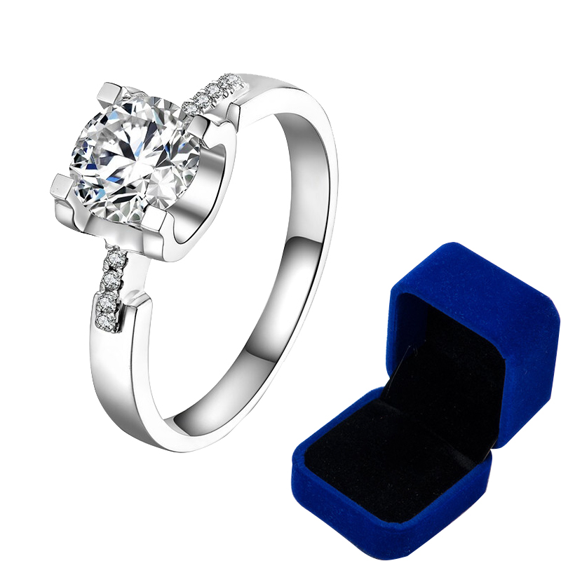 Real Moissanite Engagement Rings 1CT 2CT Sterling Silver Round Brilliant Diamond Solitaire Wedding Band Ring Bridal Jewelry