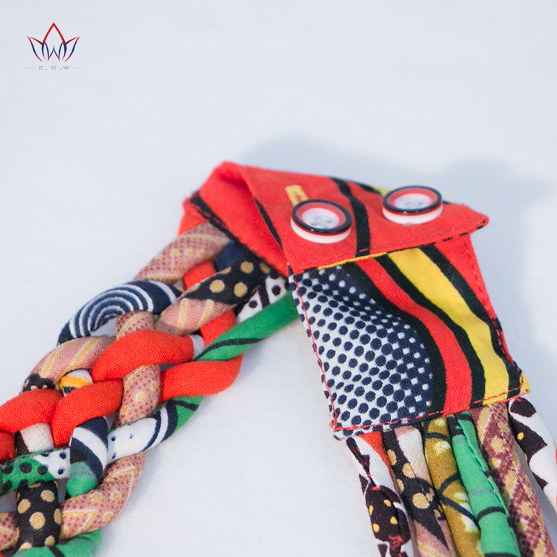 BRW 2023 African Tribal Necklace Set Colorful Statement Necklace And Earrings Ethnic Fabric Handmade Jewelry Sets WYB77