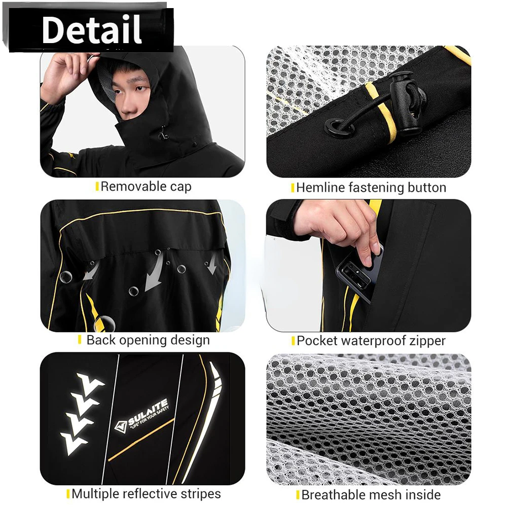 Motorcycle Raincoat Men Waterproof Clothing Rain Suit Reflective Rain Coat Set Motorcyclis Breathable Comfortable Rainwear