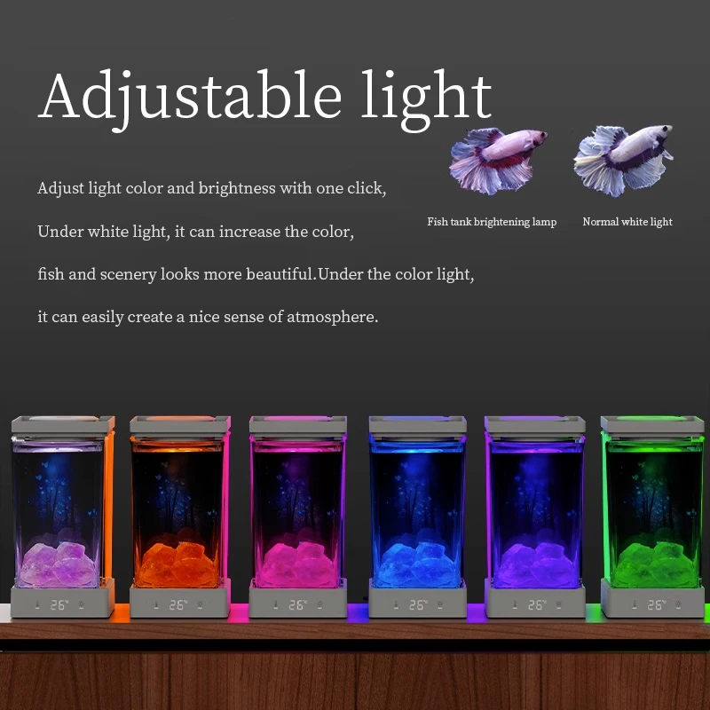 1.4L Betta Fish Tank Desktop Mini Aquarium Light Intelligent Temperature Control Ecological Self-circulating for Desktop Decor