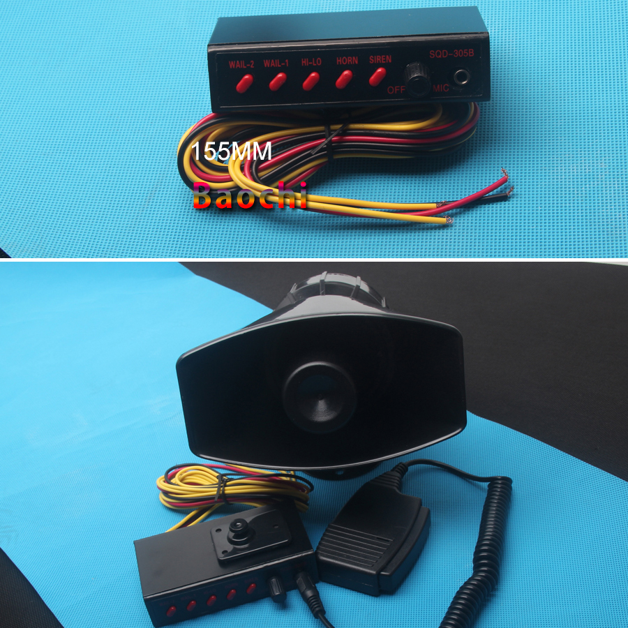 Car 12V Alarm Horn Siren Sound 100W Police Siren Warning Loudspeaker Tone AUTO Electronic Horn Megaphone Train MIC PA System