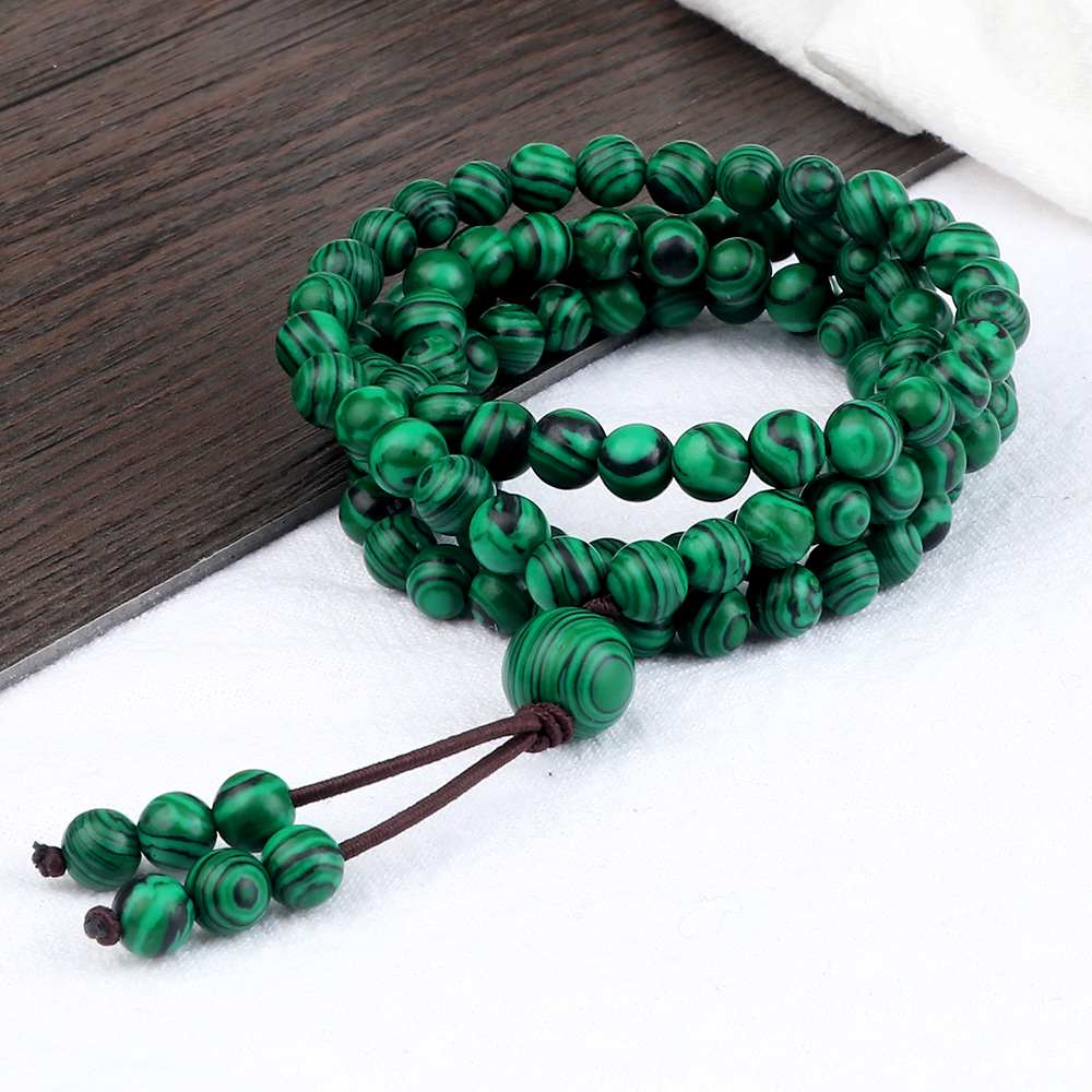 108Mala Natural Green Malachite Stone Beaded Strech Prayer Bracelet & Necklace For Men Women 6mm Charm Onyx Yoga Energy Jewelry