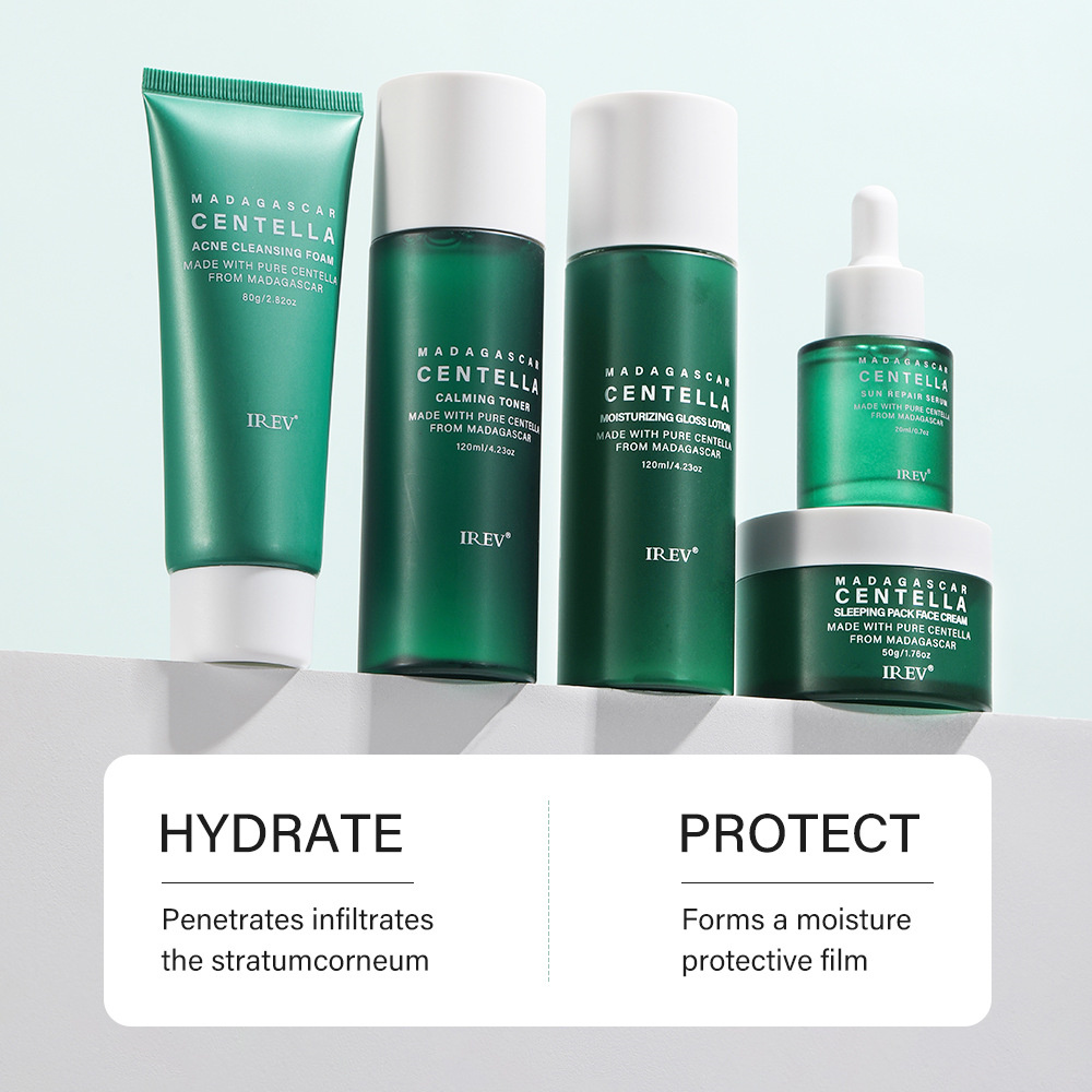 Centella Asiatica Extract Skin Care Facial Cleansing Milk Moisturizing Toner Hydrating Face Cream Essence Liquid Watery Emulsion