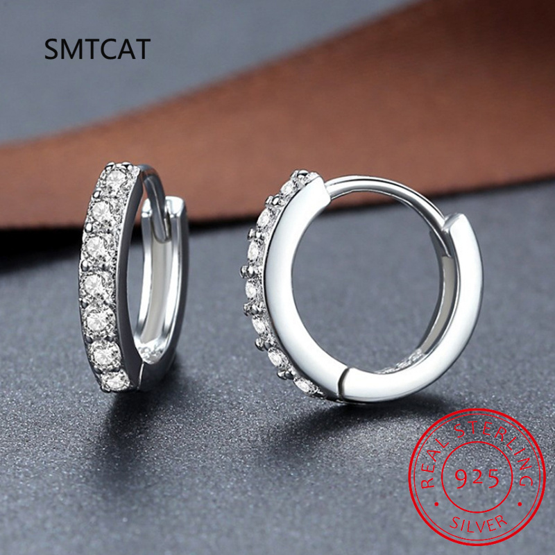 18k Plated Total 2.6CT Full Moissanite Hoop Earring for Women Sparkling Wedding Party Earring 925 Sterling Silver Jewelry Huggie