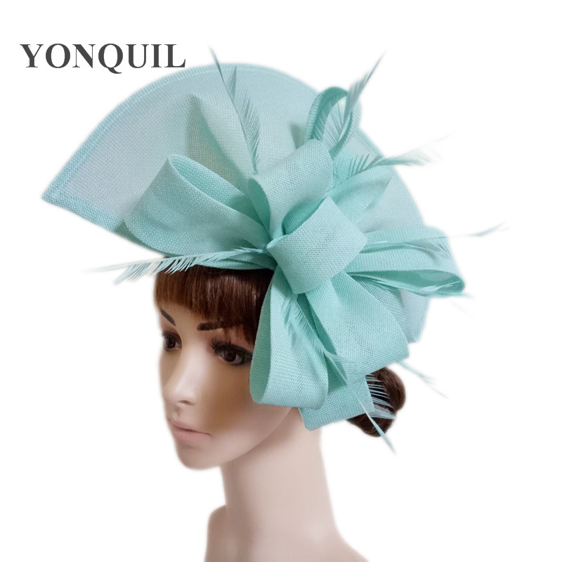 Women Vintage Big Derby Loop Fascinators Hats Red Ladies Event Feather Headwear Race Hair Accessories Fedora Pillbox Hats SYF66