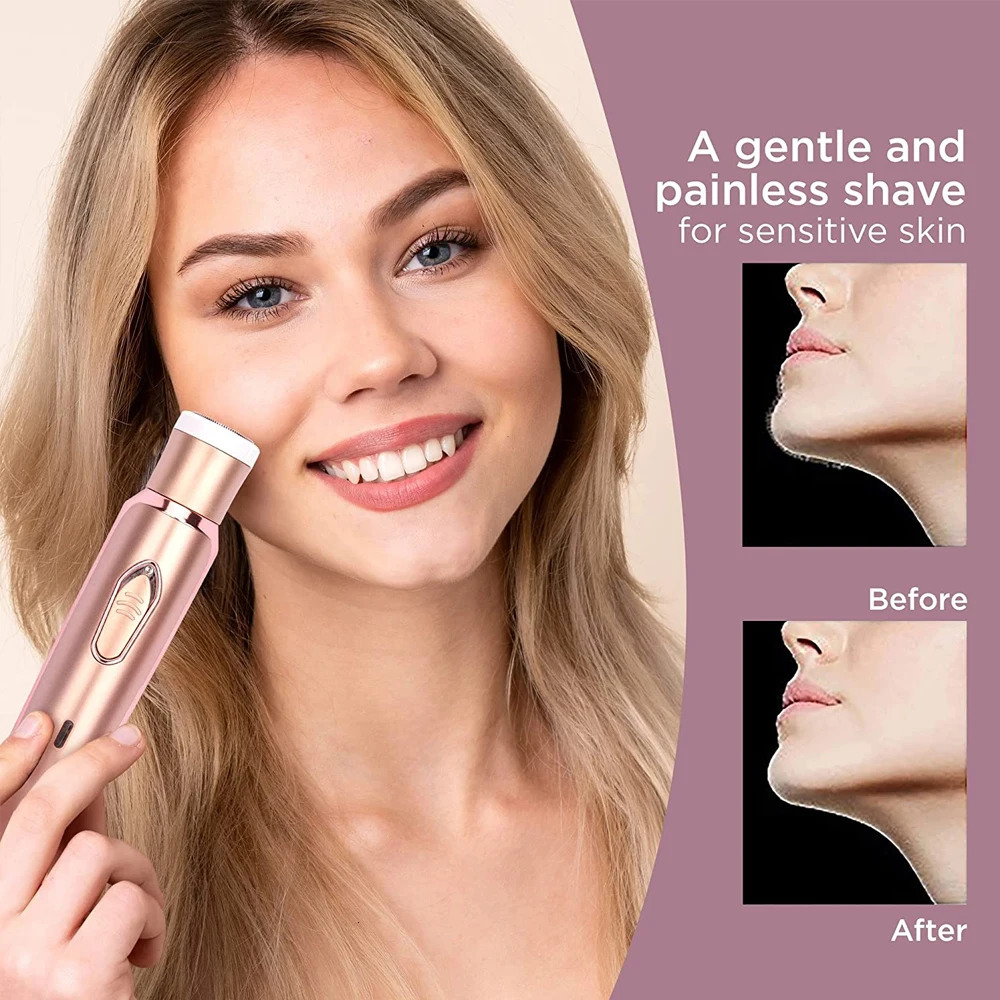 Professional 2 in 1 Women Epilator Electric Razor Hair Removal Painless Face Shaver Bikini Pubic Hair Trimmer Home Use Machine 240624
