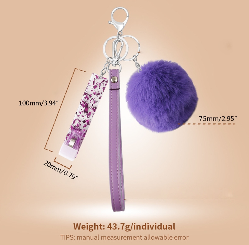 Credit Card Puller with Plush Pompom Wristlet Keychain Bank Card Grabber ATM Keychain Card Clip For Long Nails Ornament