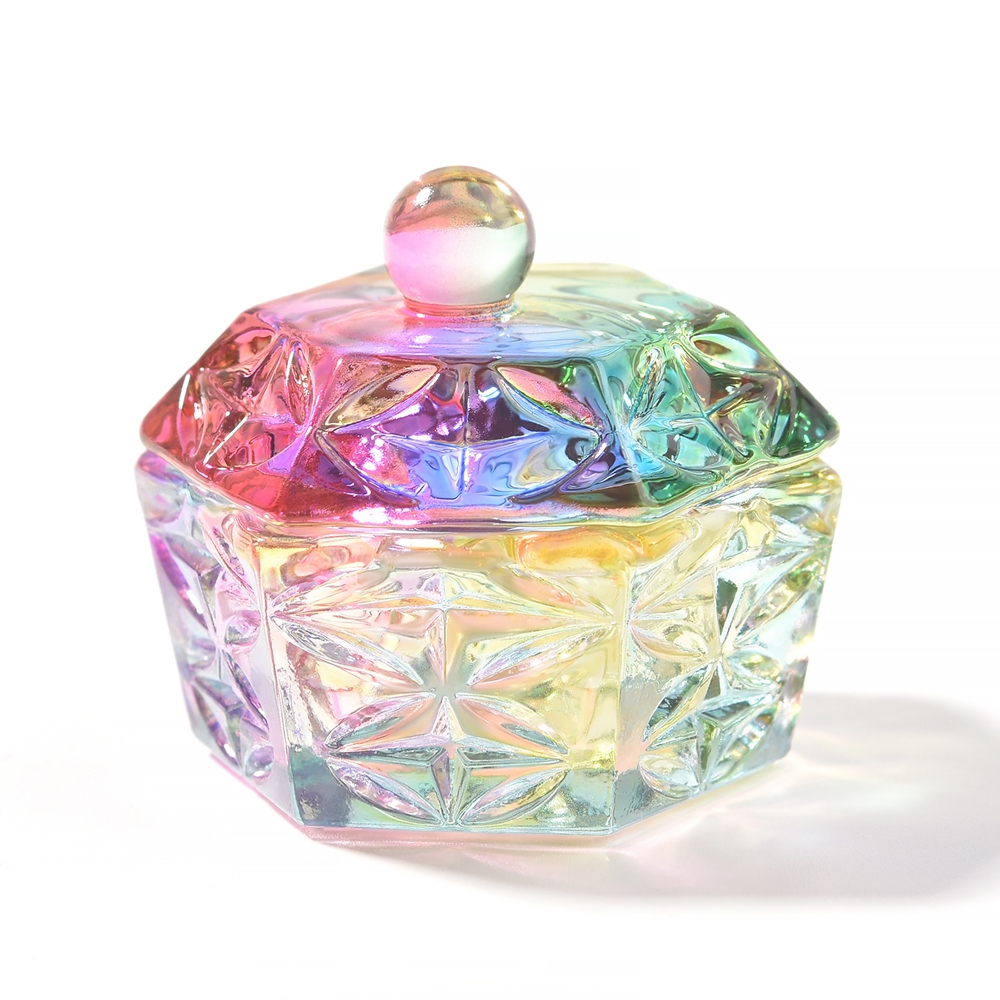 6Pcs Acrylic Nail Dappen Dish with Lid Monomer Acrylic Liquid Powder Holder Container Glass Crystal Cup Colorful Manicure Tools