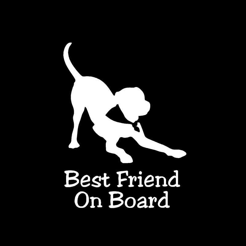 YJZT 9.7CM*13CM Best Friend Dog BABY ON BOARD Vinyl Sticker Car Decals Black Silver C10-00671