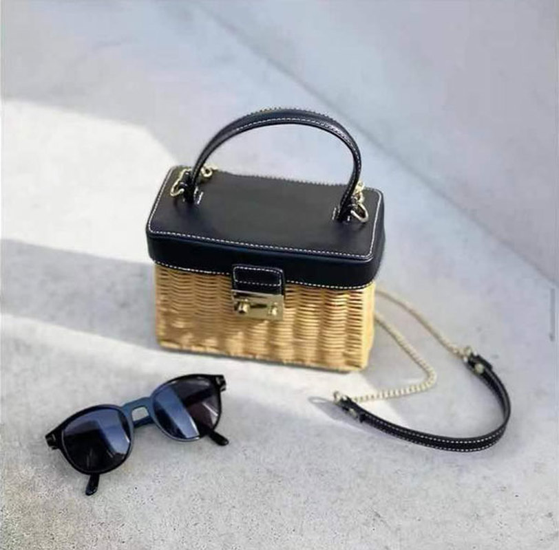 ZA Straw Bag Customized Vintage Woven Rattan Crossbody Bags Casual Straw Handbag Shoulder Beach Bag Clutch Handmade