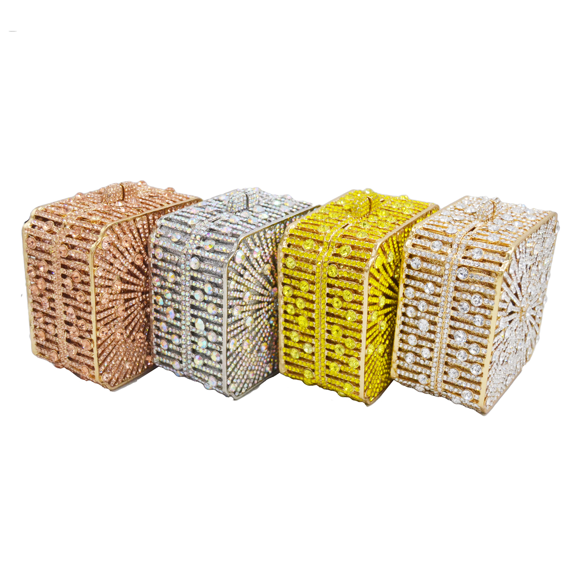 Stylishly Gold Rhinestone Clutch bag women Purse square Crystal handbag Cocktail party purse Evening Bag 88356