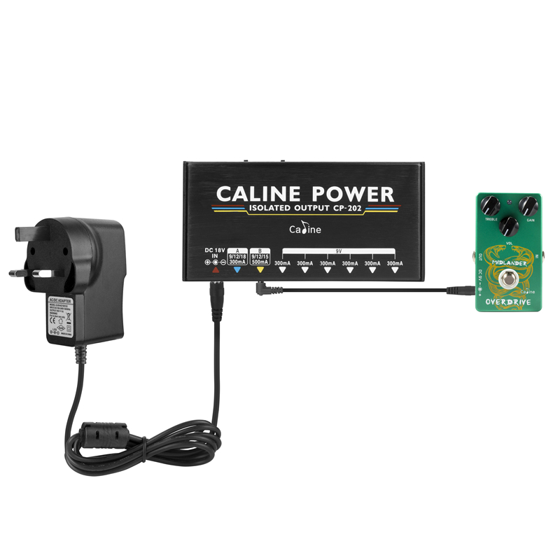 Caline CP-202 Truly Isolated Power Supply 36W 8 Outputs for 9V/12V/15V/18V Guitar Effect Pedal with Adapter and 10 Cables