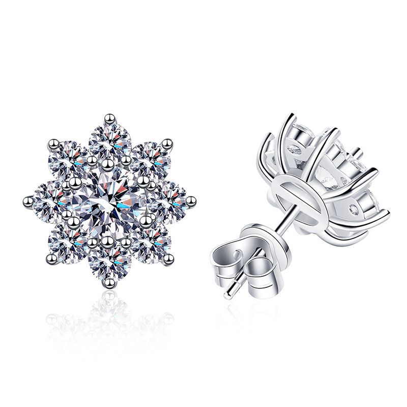 Smyoue 0.3-0.5CT White Gold Certified Moissanite Earring Studs for Women Sparkling Simulated Diamond Jewelry 925 Sterling Silver