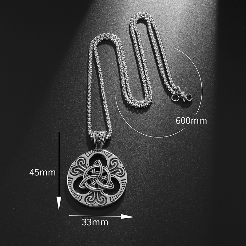 Vintage Celtic Knot Magic Reversible Pendant Nordic Irish Knot Trinity Necklace Men's Charm Nordic Jewelry Gift