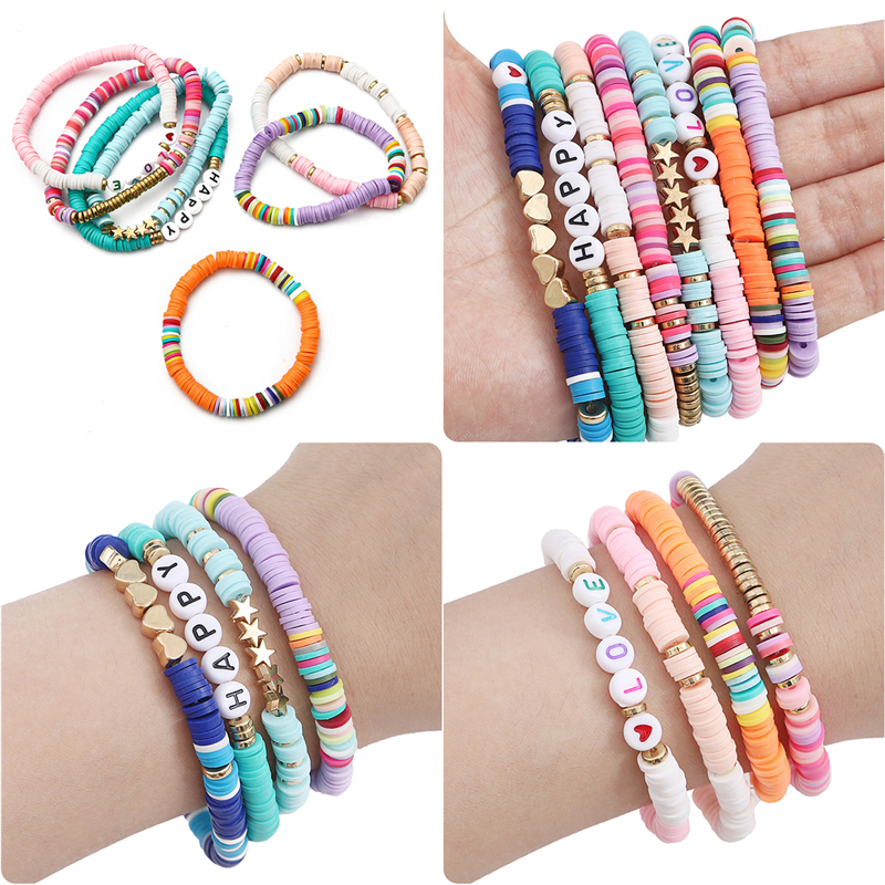 1160pcs/box 6mm Flat Round Polymer Clay Spacer Beads Kit with Box for Jewelry Making DIY Bracelets Earring Set