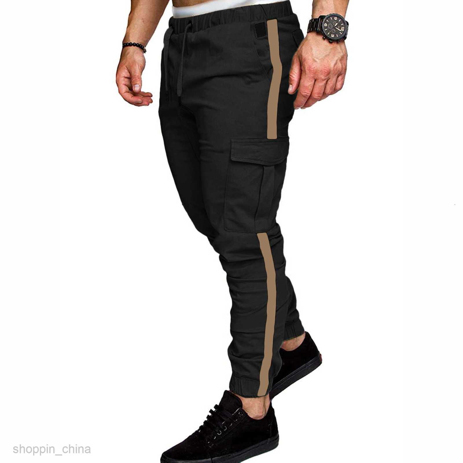 Men's Pants Leisure sports pants size new workwear pants for Male autumn patchwork solid color casual sports loose straight leg pants