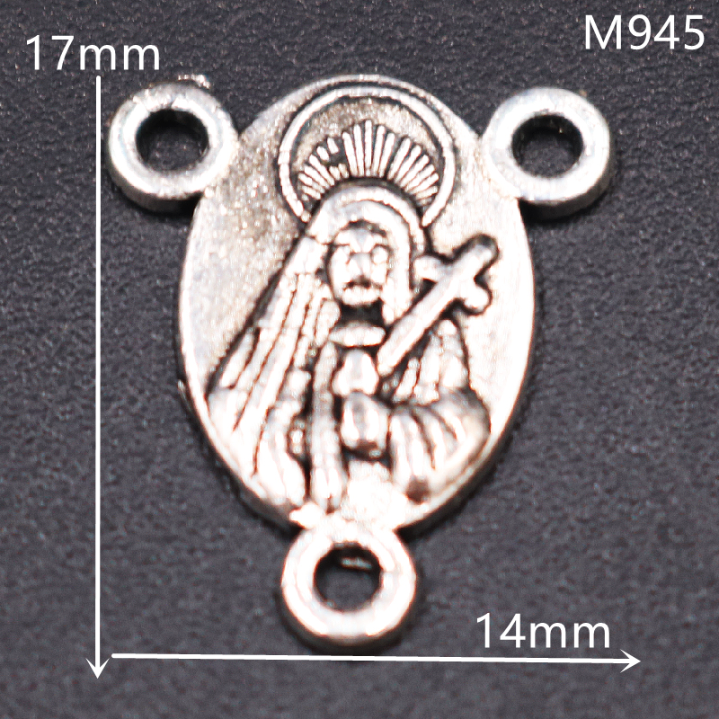 20pcs Mix Silver Plated Catholic Virgin Mary Three-Hole Connector DIY Charm Prayer Rosary Necklace Jewelry Crafts Making P753