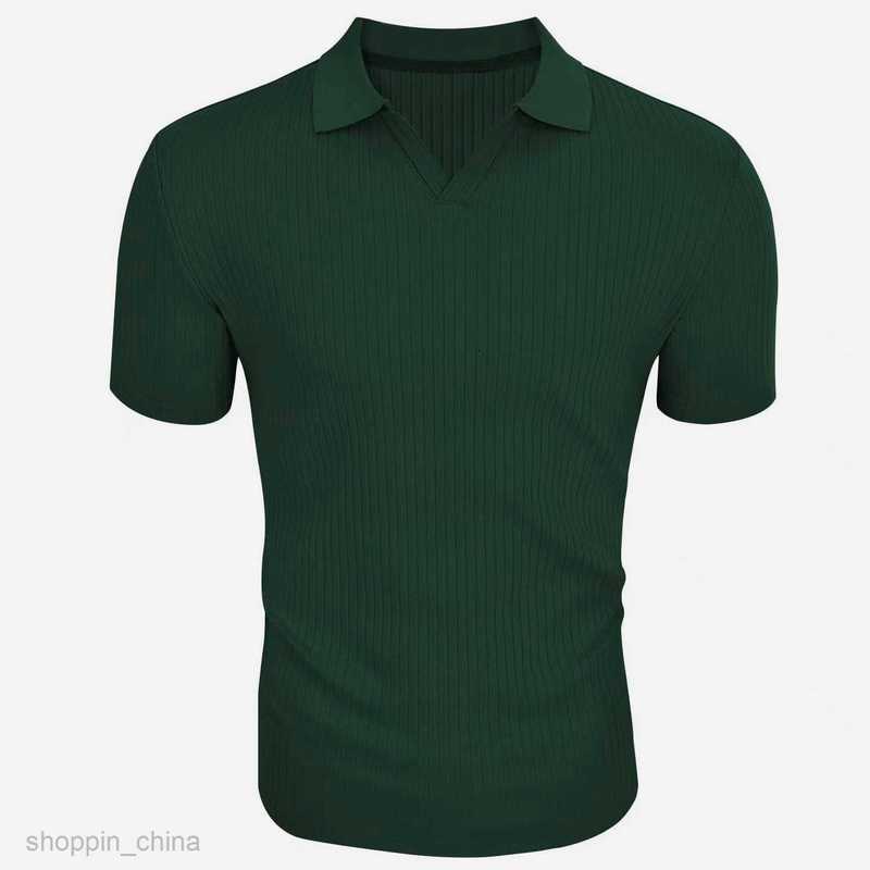 Men's T Shirts Summer new polo shirt lapel V-neck vertical stripe short sleeve men T-shirt tees tops