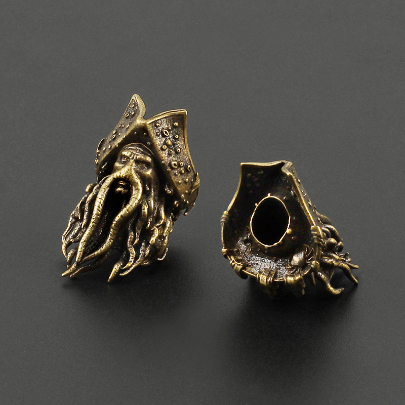 Copper Octopus Knife Beads Rope Pendant Brass Skull Paracord Beads Key Rings Accessories