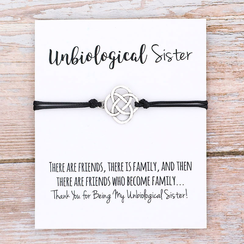 1x Unbiological Sister Friendship Bracelet Soul Sister Knot Charm Bracelet Big Little Sorority Knot Bracelet Best Friend Gift