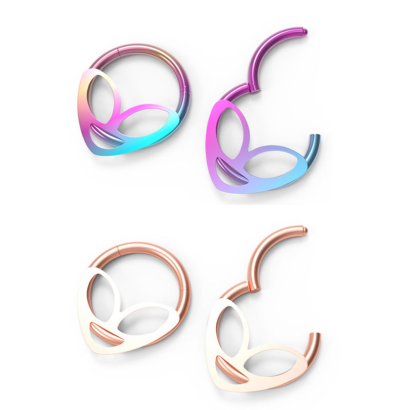 1pcs Alien Hoop Septum Nose Ring Hinged Clicker Segment Cartilage Earring Eyebrow Piercing Ear Stud Tragus Helix Body Jewelry