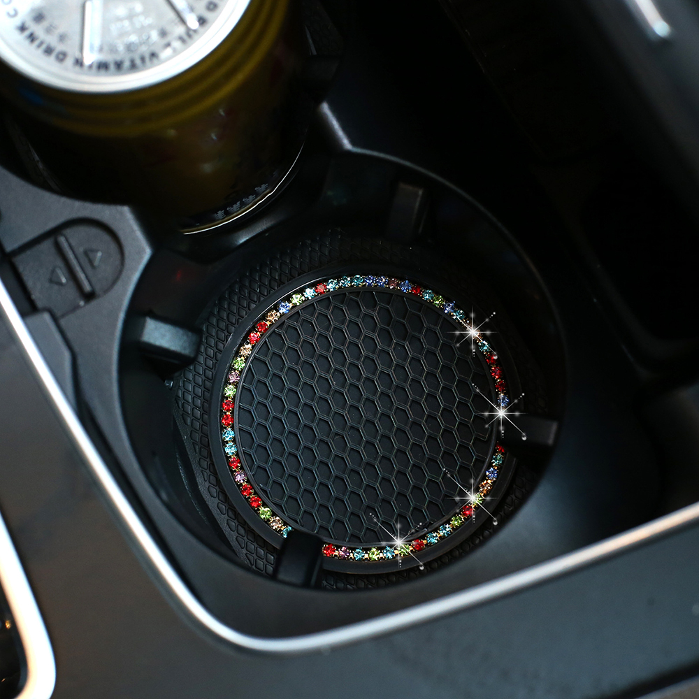 Rhinestone Car Water Cup Bottle Holder Anti-slip Mat Pad Silica Gel Non-slip Car Mat for Mini Cooper for Alfa Romeo Car Interior