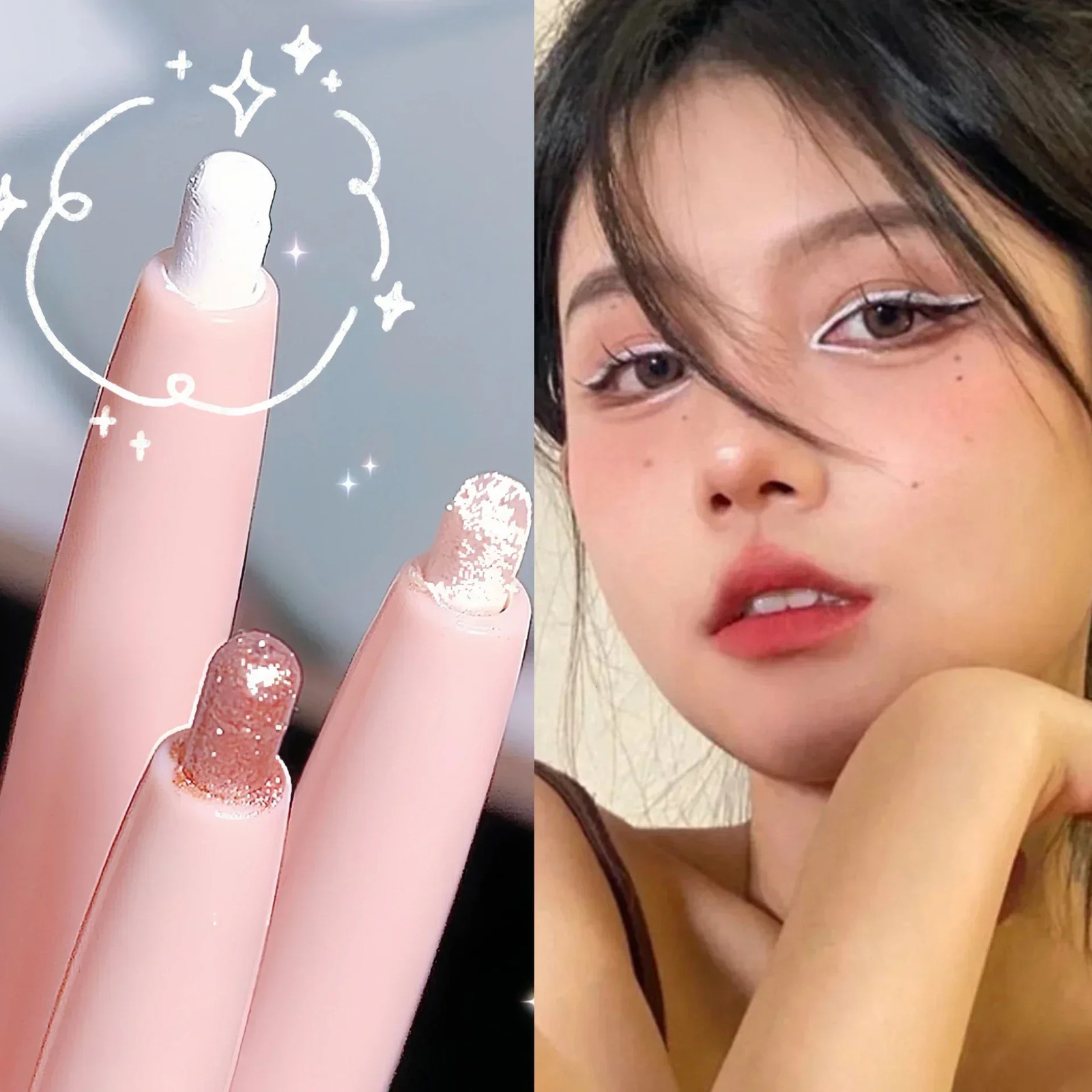 Sequin Eyeshadow Pencil Waterproof Diamond Glitter Highlighter Stick Pearl White Silkworm Eyeliner Pen Korean Makeup Cosmetics 240624