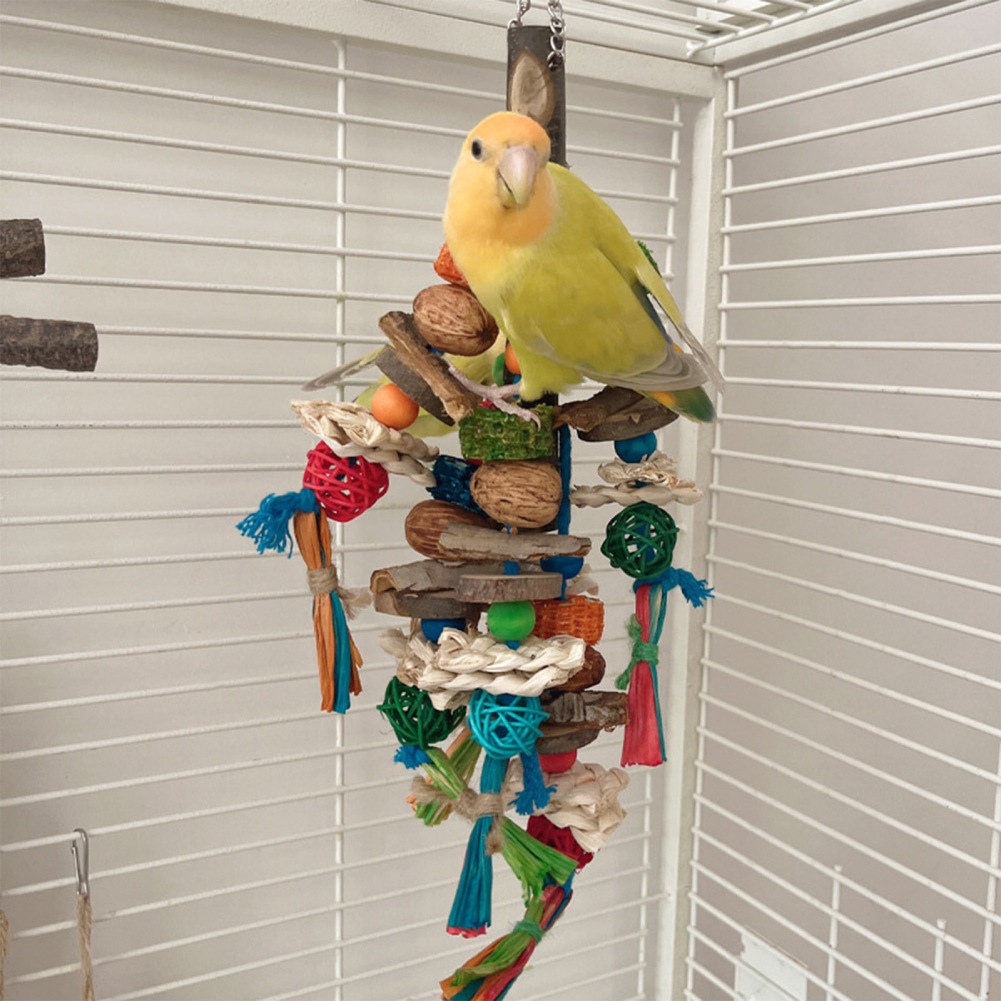 Bird Toys Parrot Chewing Toy Natural Wood Bird Chew Toys Medium Small Birds Cage Bite Toy For Lovebirds Cockatiels Parakeets
