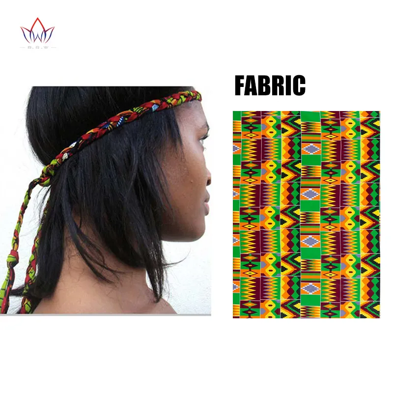 BRW Boho Chic African Print Knot Hair Band Lariat Three Strand Braided Hair Accessories African Wax Print Fabric Headbands
