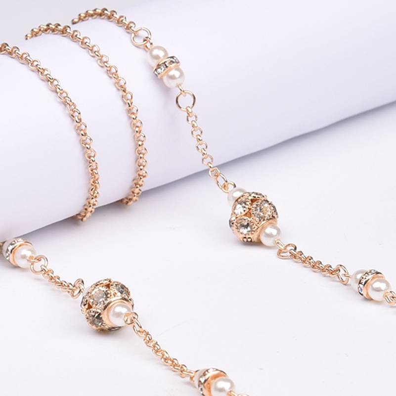 Luxury Pearl Beads Eye Glasses Lanyard Sunglasses Spectacles Chain Cord Holder Strap Crystal Eyewear String Accessories