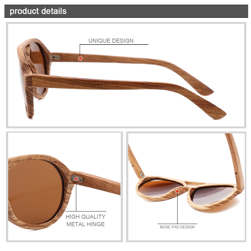 2022 Men's Polarized Driving Sunglasses Zebra Wood Sunglasses Men UV400 Vintage Luxury Designer Wooden Man Glasses