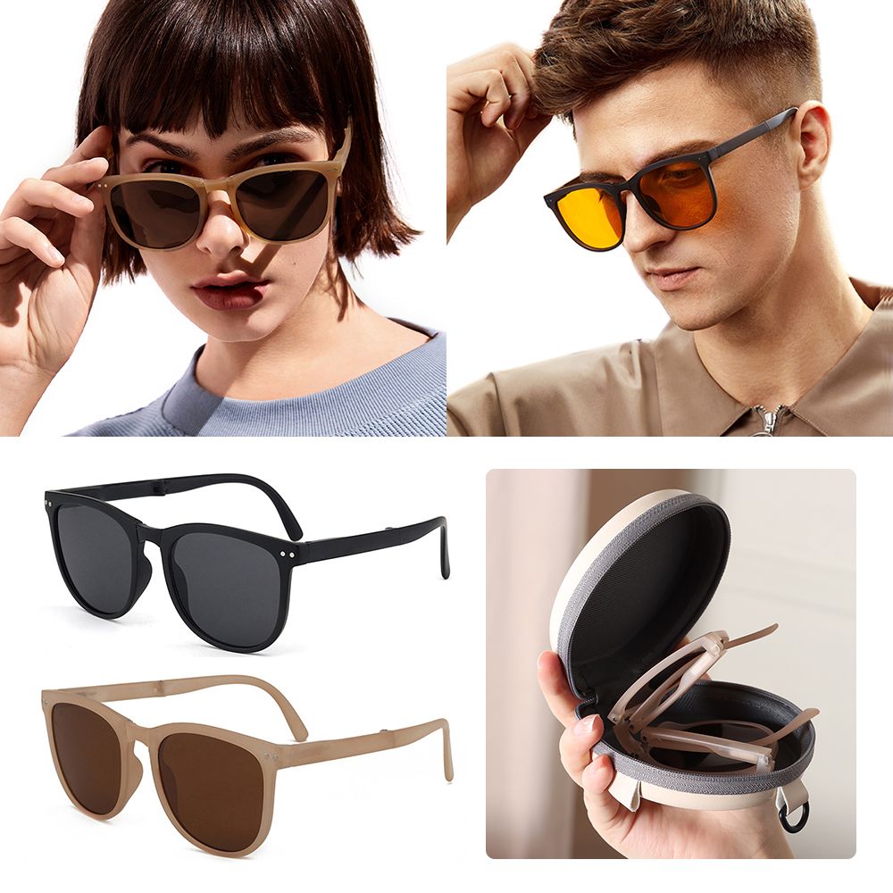 Vintage Eyewear Ultralight TR90 Frame Easy Carry Folding Sunglasses with Case Sun Glasses