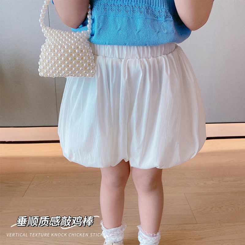 Kids Girls Black White Shorts 2021 New Baby Girls Cute Bloomers Solid Casual Pumpkin Pants Summer Loose Underpants For 12M-6Y