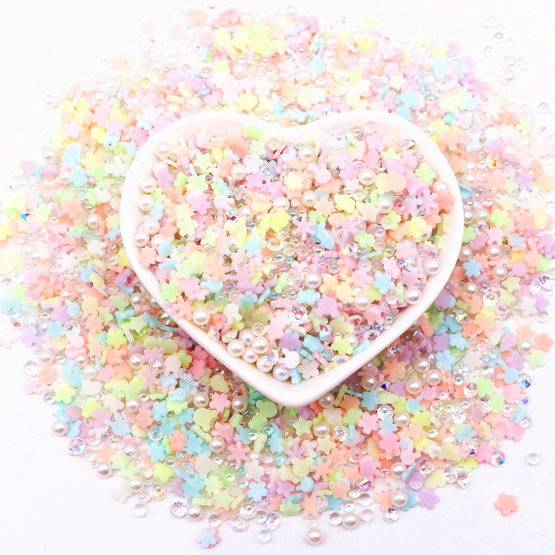 Nails Art Polymer Clay Diamond Pearl Beads Luminous Clay Mix Fluorescent Glow In The Dark DIY Crafts Slime Filling Accessories