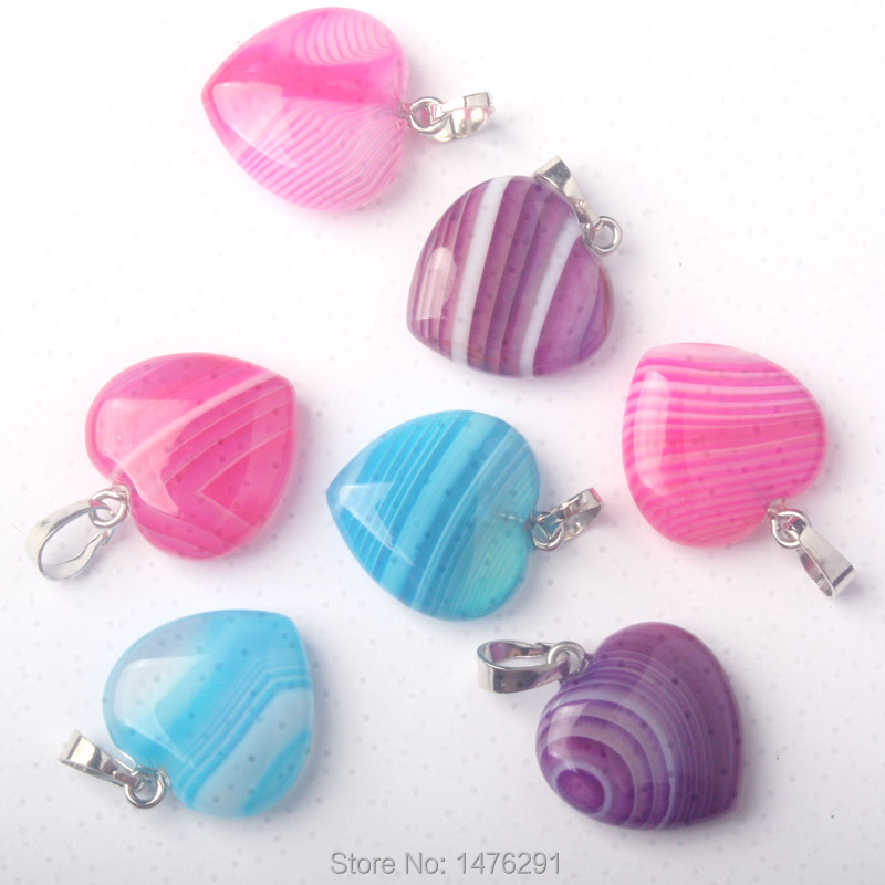 20MMx20MM Small Obsidian Amethysts Tiger Eye Clear Crystal Aventurine Quartz Lapis Lazuli Opalite Turquoises Heart Pendant 1 PCS