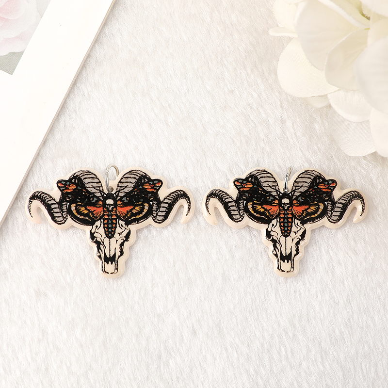 8Pcs Halloween Death Moth Charms Butterfly Acrylic Jewlery Findings For Earring Necklace Diy