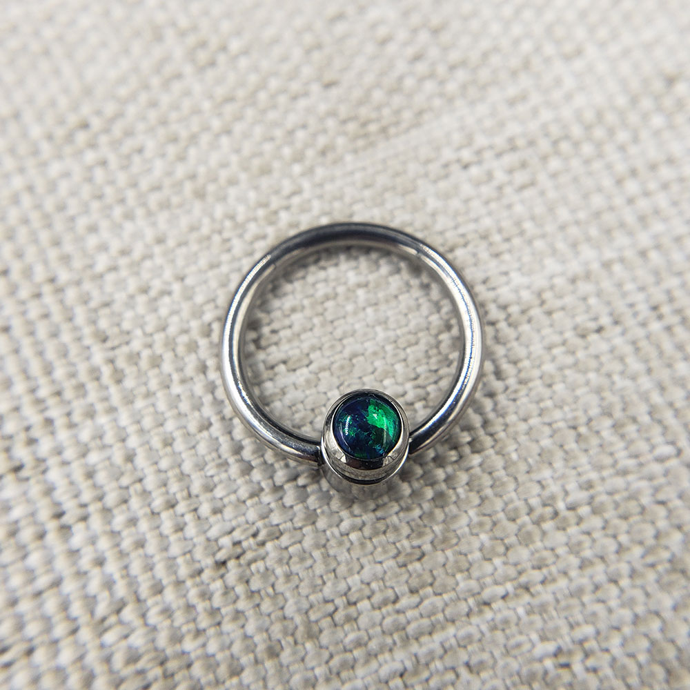 16G ASTM F136 Implant Grade Titanium Captive Bead Ring Helix Conch Daith Earring Piercing Body Jewelry With Opal Ball