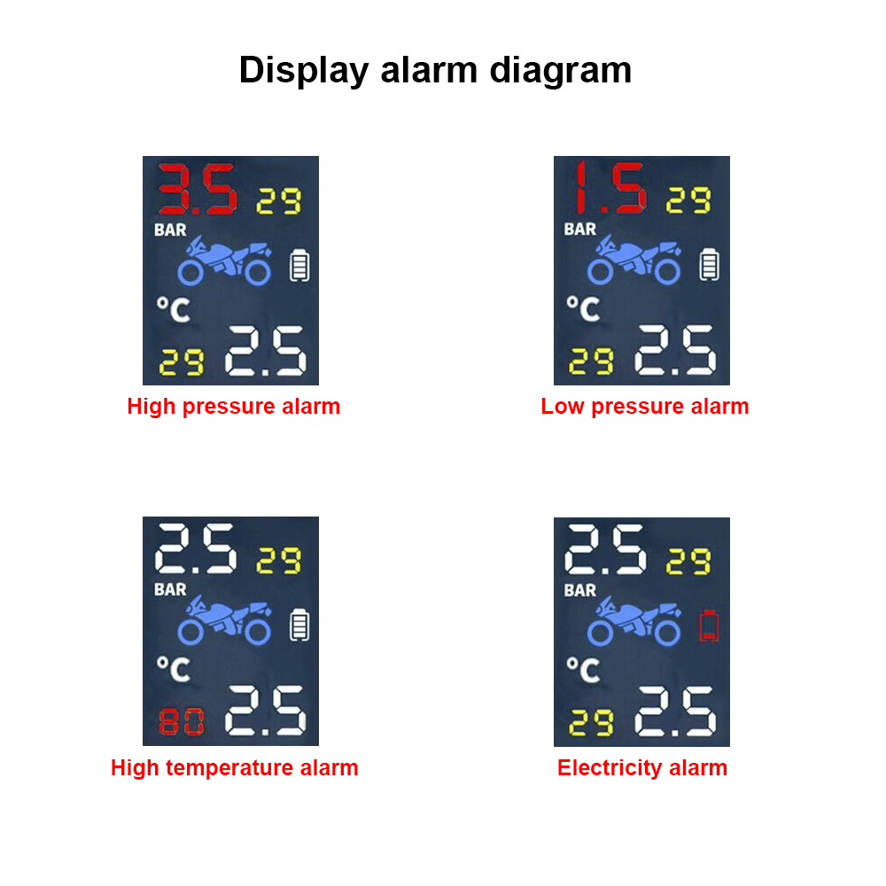 0-3.5Bar Solar TPMS 2 Sensors Motorcycle Tire Pressure Monitor System Tyre Alarm Test Diagnostic Tools Tester Moto Accessories