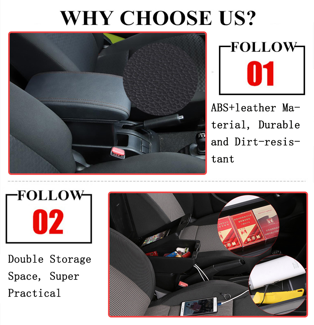 Armrest Box Assembly Arm Rest Organizer Storage Box for Suzuki Jimny 2019 2020 2021 2022 2023 Car Inner Accessories ABS Leather