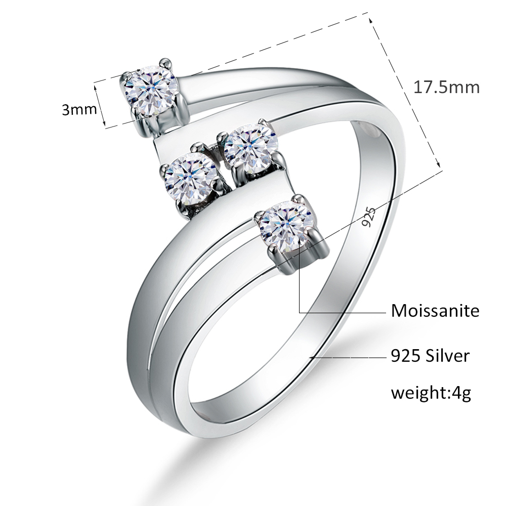 Szjinao Pure Silver Moissanite Rings For Women White Gold Plated Wedding Engagement Jewelry Trending Hot Product Certificate New