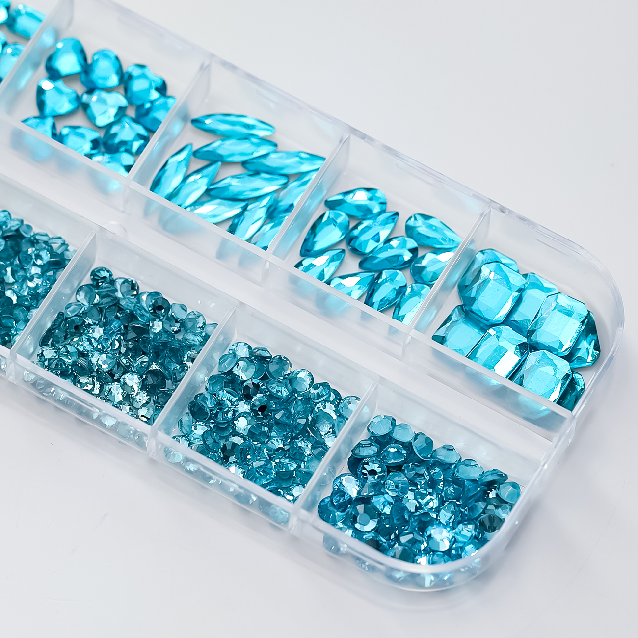 SS4-SS16 Lake Blue Luxury Dimond Nail Jewelry 3D Mixed-Shape Shinying Crystal Nail Rhinestone 1*BoxFlat-back Blue Manicure Stone