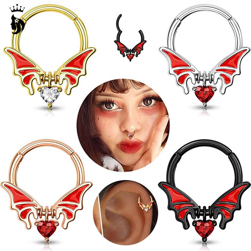 Butterfly Nose Piercing Ring Nase Septum Piercing Ring Titanium Steel Nariz Piercing Ear Cartilage Tragus Goth Piercing Nez Opal