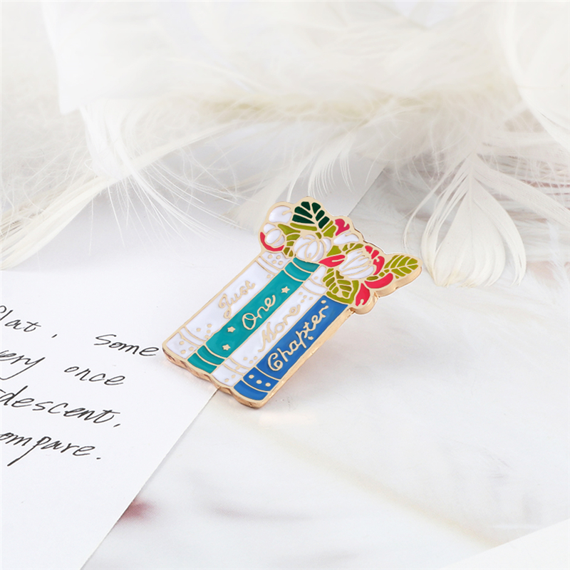 Flowers Books Enamel Pins Reading Book Brooch Custom Backpack Clothes Lapel Pin Fun Bookworm Badge Jewelry Gift for Kids Friends