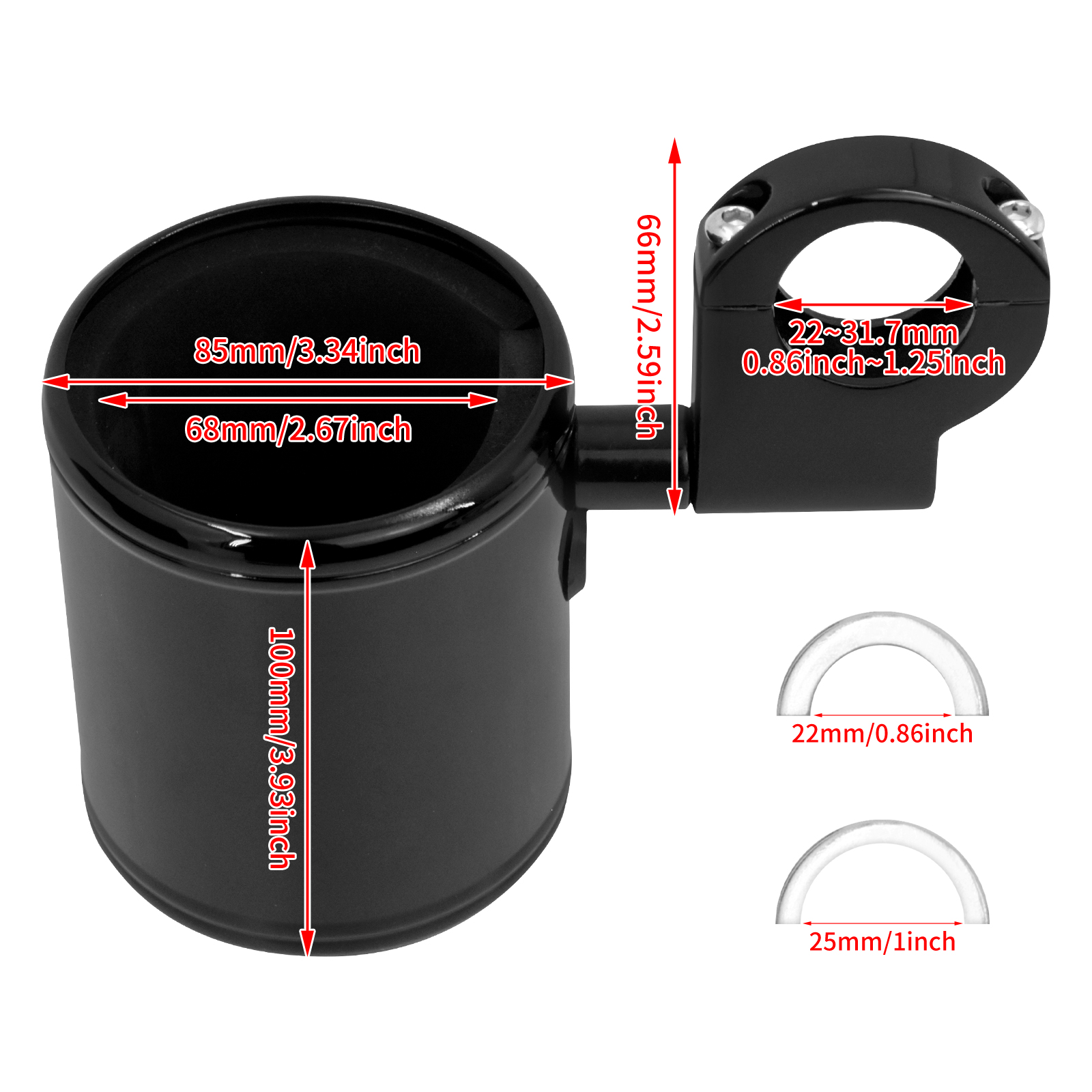 Universal Motorcycle Adjustable Cup Handlebar Holder 22mm-32mm Black/Chrome For Harley Touring Softail Dyna Sportster XL883 1200