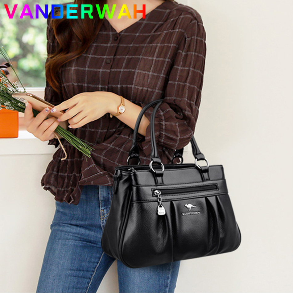 Women's High Quality Soft Leather Top-Handle Bags for Women Female Shoulder Crossbody Sac Luxury Designe Ladies 3 Layers Handbag