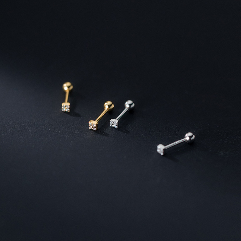 La Monada Geometry Square Stud Earrings 925 Sterling Silver 925 Small Silver Earrings For Women Silver Pierced Girls Screw Nut