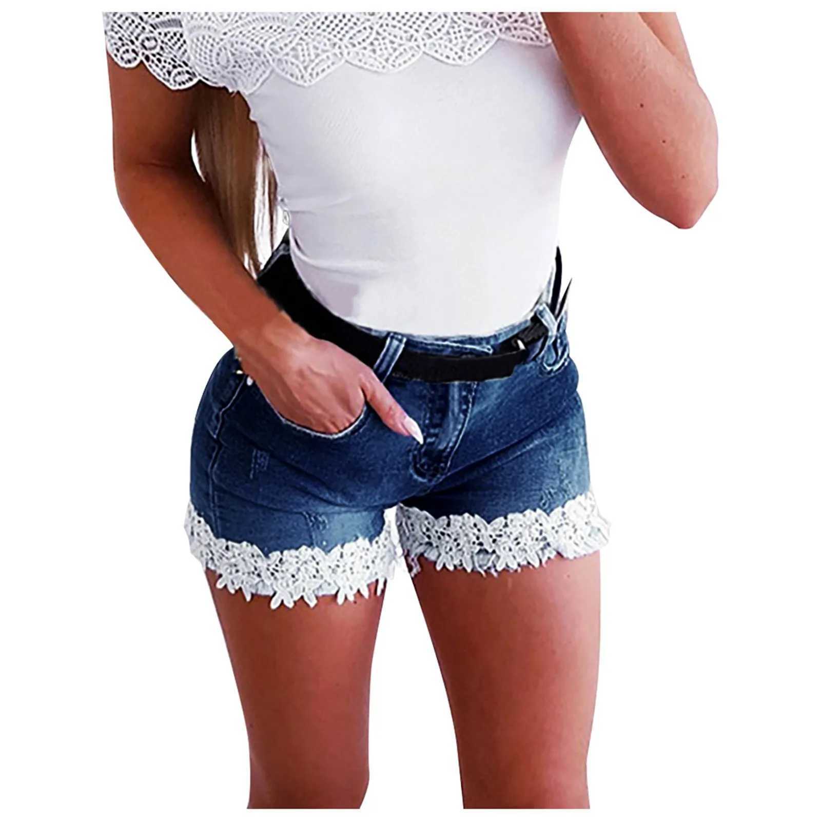 Women's Women High Waisted Slim Was Thin Elasticity Lace With Zipper Denim Jean Shorts For Womens Plus Size vaqueros Y240622KP6J XJ260206