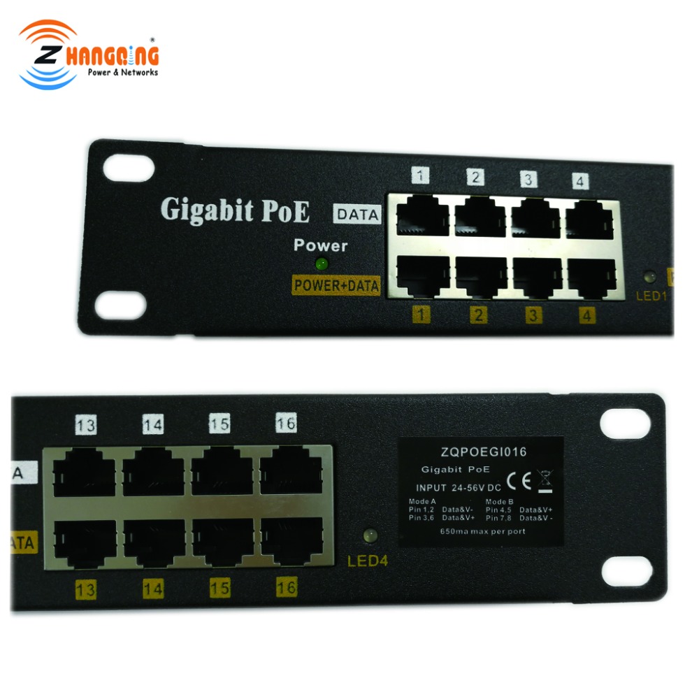 Gigabit Passive PoE 16 Port Power over Ethernet PoE Injector for 802.3af Devices with 48 Volt 120 Watt Power Supply For MikroTik