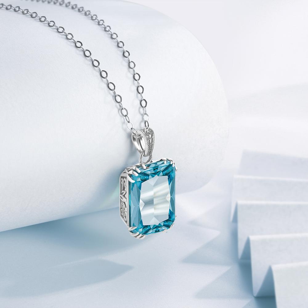 Szjinao Genuine 925 Silver Jewelry Set For Women Sparkling Blue Aquamarine Pendant Ring Set Delicate Luxury Party Fine Jewelry
